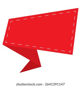 Red Tag Label on White Background – Promotional Sale Banner with Folded Ribbon Design