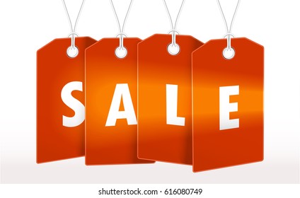 Red Tag, label with sale design. Vector illustration tamplate