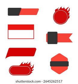 Red tag and label set featuring sale, new, and discount designs. Includes scrolls, banners, ribbons, shopping tags, and promo icons — perfect for marketing and e-commerce use.