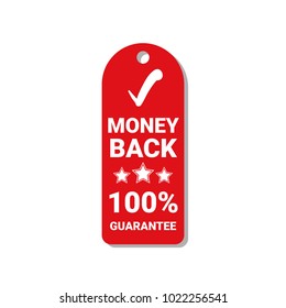 Etiqueta Roja Garantía de devolución de dinero 100% Etiqueta Isolación Vector Ilustración