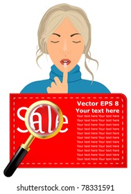 Red tag placed on it with a magnifying glass and think the girl in the background