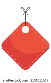 etiqueta roja en forma de rhombus