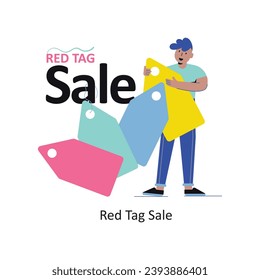 Red Tag Sale vector Flat Design illustration. Symbol on White background EPS 10 File