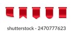 Red tag set vector icons. Golden sales promotion banners, labels, ribbons collection for online shopping. 3d realistic web element for promotion, discount, best seller product on white background.