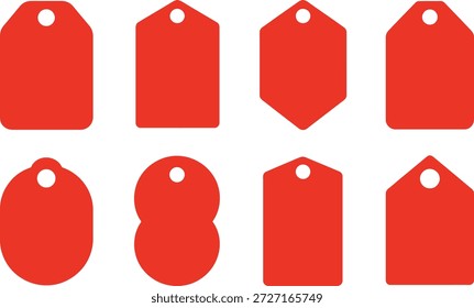 Red Tag Shape Collection - Bearbeitbares Etikett und Preis-Tag-Vektor-Set