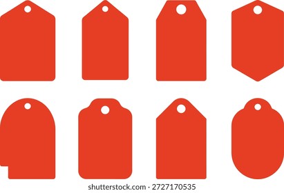 Red Tag Shape Collection - Bearbeitbares Etikett und Preis-Tag-Vektor-Set