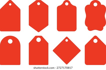 Red Tag Shape Collection - Bearbeitbares Etikett und Preis-Tag-Vektor-Set