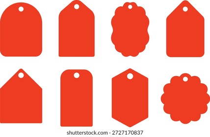 Red Tag Shape Collection - Bearbeitbares Etikett und Preis-Tag-Vektor-Set
