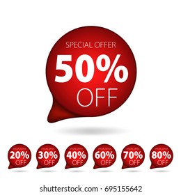 Red tag Special Offer discount set. Vector illustration