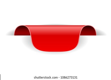 Red tag sticker 3d label with transparent shadow. Vector illustration isolated on white background 