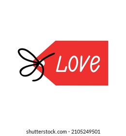 Red tag for Valentine's Day. Vector illustration