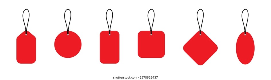 Red Tag Vector Icons in Various Shapes 