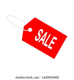 red tag with white sale word for decorative design isolated on white background. vector illustration