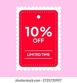 A red tag with white text indicating 10 percent off limited time offer