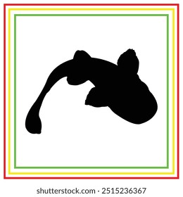 red tail catfish silhouette design on a white background