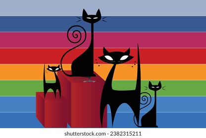 Red Tango Rainbow Kitty illustration