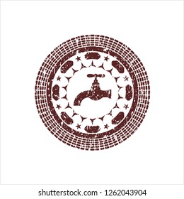 Red tap icon inside distressed rubber grunge texture stamp