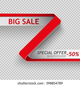 Red tape twirled with text big sale