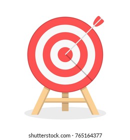 Red target with arrow, flat style, vector eps10 illustration