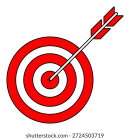 Alvo vermelho com seta perfurando o centro simbolizando sucesso realização e objetivo preciso.