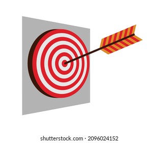 Destino rojo con flecha. ilustración vectorial