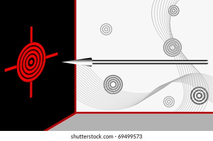 Red target with arrow. Vector illustration.