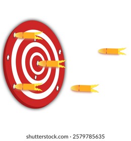 Red target with bullets flying towards the target.
