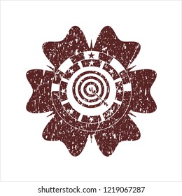 Red target, business icon inside distressed rubber stamp with grunge texture