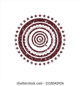 Red target, business icon inside distress grunge seal