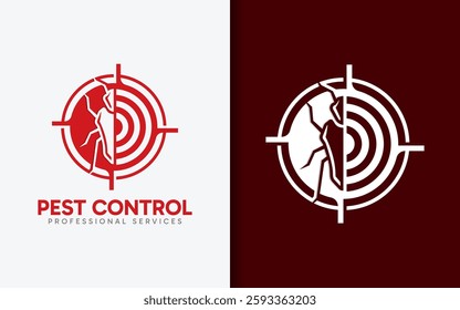 A red target circle seamlessly combined with an insect silhouette, symbolizing precision in pest control services.