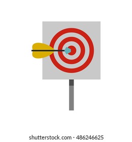 Red target and dart icon in flat style on a white background vector illustration