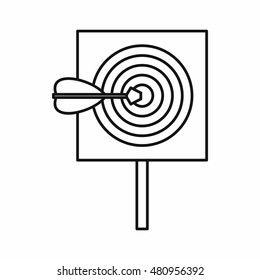 Red target and dart icon in outline style on a white background vector illustration