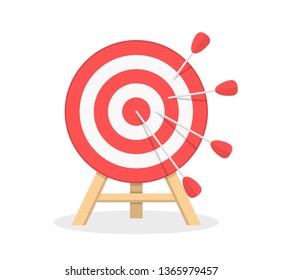 Red target with four arrows on white background, vector eps10 illustration