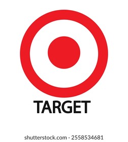 Red target icon . Red darts target aim icon isolated on white background . Vector