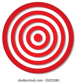 red target icon with drop shadow in circular design