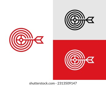 Red target logo design icon vector template