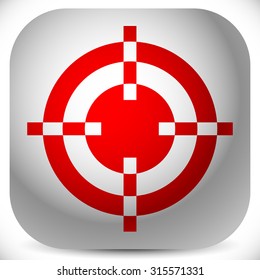 Red target mark, crosshair, reticle graphics. Vector.