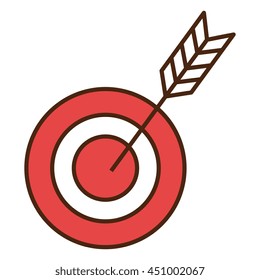Red target with round shape and arrow isolated flat icon, vector illustration.