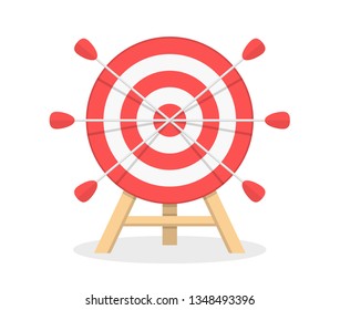 Red target with six arrows on white background, vector eps10 illustration