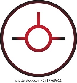 Un símbolo blanco rojo con un círculo central con un punto de mira y líneas Horizontales sobre fondo transparente de alta calidad profesional detallado