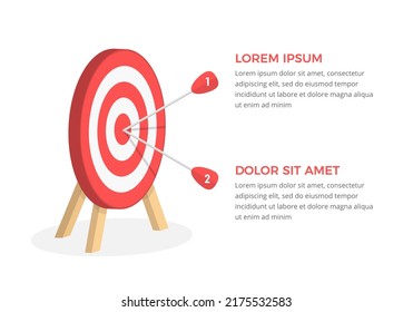 Red Target With Two Arrows, Two Steps Or Options Infographics, Vector Eps10 Illustration