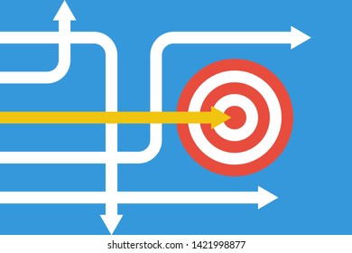 red target with white and yellow arrows, one in center