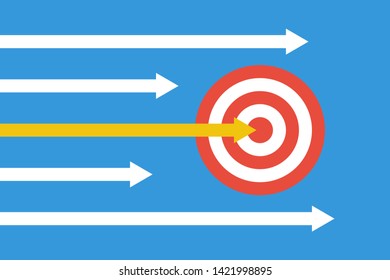 red target with white and yellow arrows, one in center
