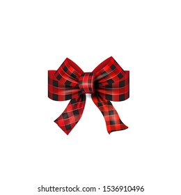 Red Tartan bow Christmas vector