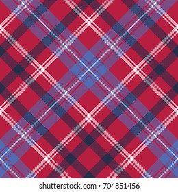 red tartan pixel texture fabric plaid seamless pattern. Vector illustration.