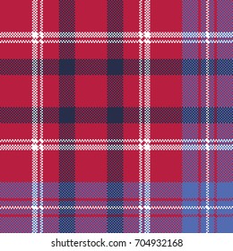red tartan pixel texture fabric plaid seamless pattern. Vector illustration.