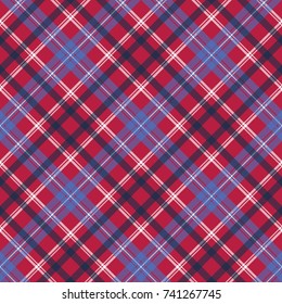 red tartan pixel texture fabric plaid seamless pattern. Vector illustration.