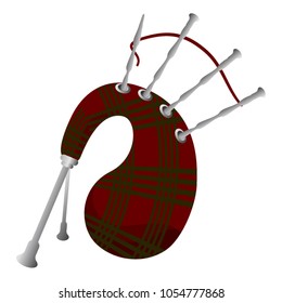 Red tartan scottish traditional bagpipe vector.