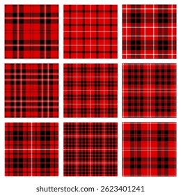red tartan seamless checkered vector pattern collection