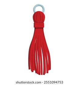 Red tassel hanging, creating a vibrant accent against a clean white backdrop